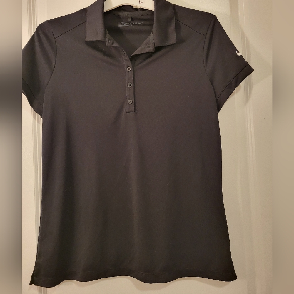 Nike Women's Golf Black Button Down Shirt Sz L